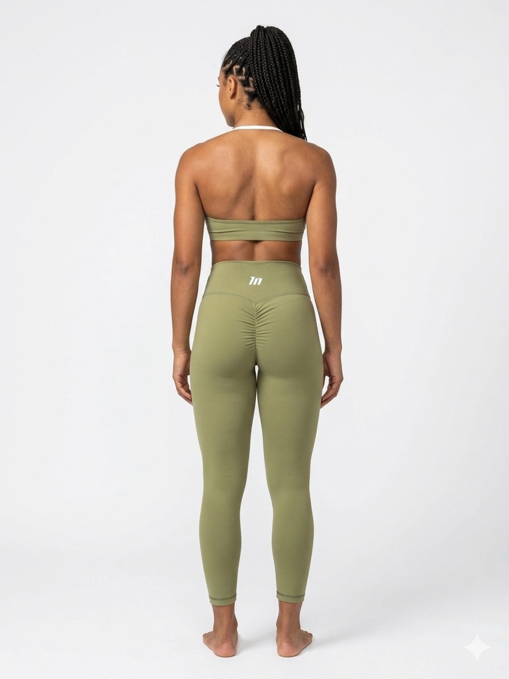 Muscle Nation Olive High-Waist Scrunch Leggings - Green